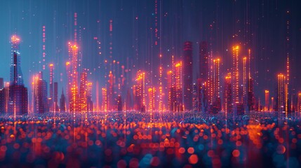 Wi Fi enabled low poly landscape smart city network glowing with connectivity