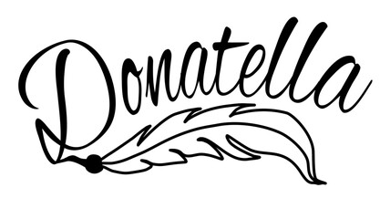Donatella - black color - name written - Word with feather for websites, baby shower, greetings, banners, cards-shirt, sweatshirt, prints, cricut, silhouette, sublimation
