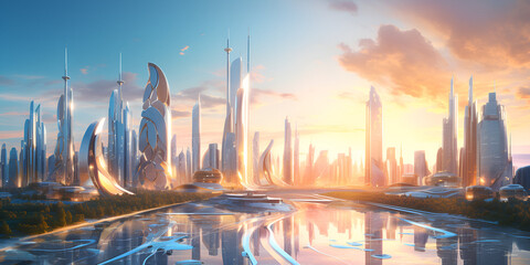 Futuristic city with futuristic architecture and futuristic buildings in the background generative ai
