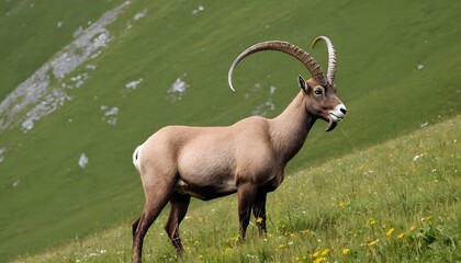 An-Ibex-Standing-Tall-Amidst-Alpine-Meadows-