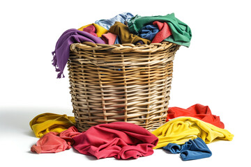 Neatly piled clothes in a woven basket