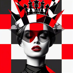 Fashion portrait of a beautiful woman with a crown on her head.