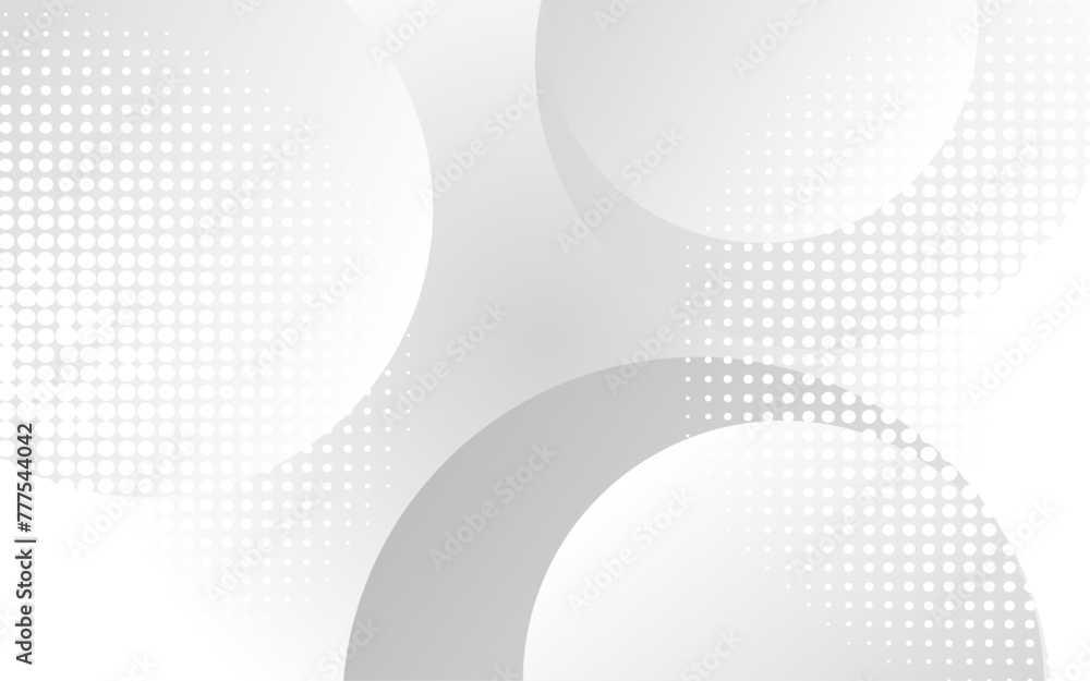 Poster abstract background with circles and halftone dots pattern. grey and white backdrop