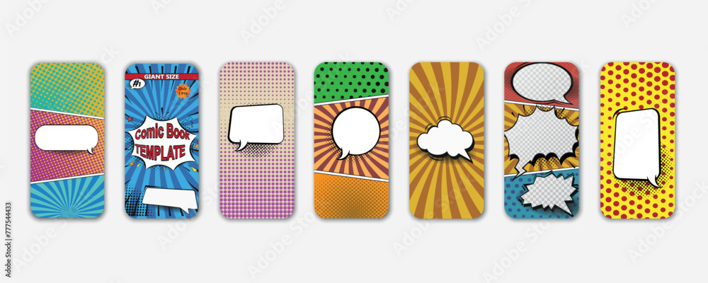 Aufkleber Set of abstract halftone colorful backgrounds. Realistic, high quality smart phone background mockup for ui ux presentation.