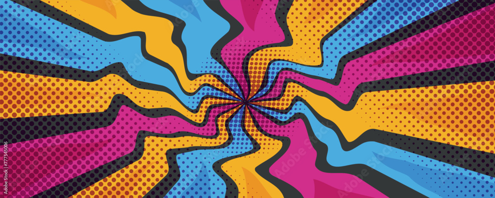 Aufkleber Fight backgrounds comics style design. Vector Illustration. Vector colorful backdrop illustrations. Dynamic vector background wirh super hero explosive speed lines.