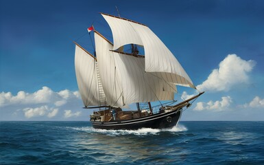 An expansive view of a traveler sailing across a vast ocean