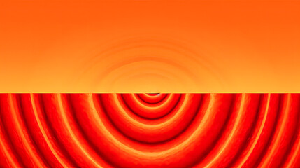 The image is a bright orange background with a red circle in the middle