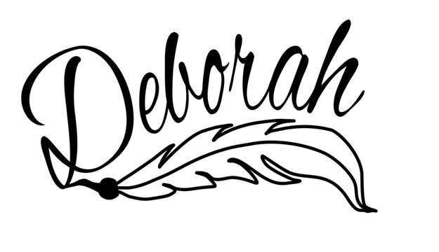 Deborah - black color - name written - Word with feather for websites, baby shower, greetings, banners, cards-shirt, sweatshirt, prints, cricut, silhouette, sublimation