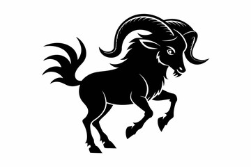Brutal prancing ram logo black silhouette on white background