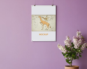 Photoshop mockup template of a painting of a vintage zodiac sign