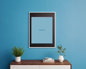 Photoshop mockup template white frame for custom image and text