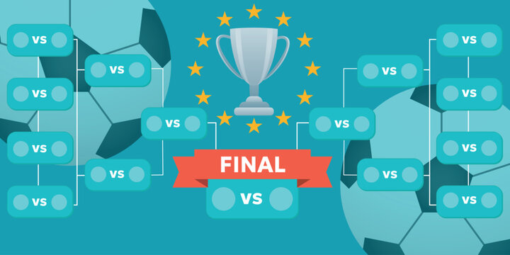 Playoff grid of the tournament. The schedule of football tournament matches. Playoffs table. Regular season and final game. Sports bracket. Tournament table. Command grid.