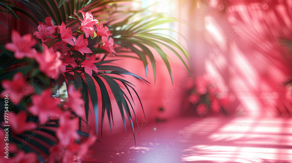 Aufkleber abstract pink color gradient studio background for product presentation. empty room with shadows of 