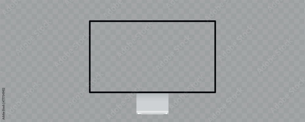Poster desktop pc vector mocup. monitor display with blank screen isolated on background. Black frame with blank white screen for adding text or image. Vector illustration