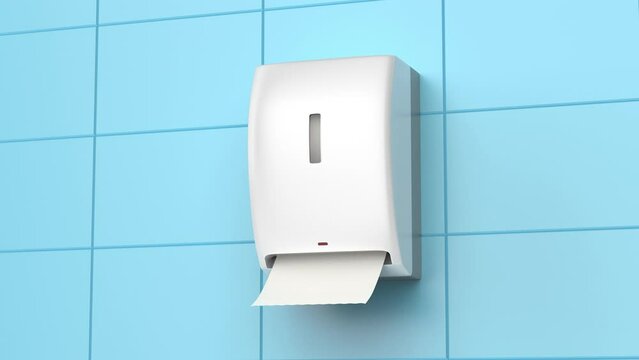 Automatic paper towel dispenser on the wall 