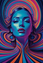 Fototapeta premium Psychodelic. Woman, abstraction. Digital art. Interior decoration, images to print as a picture for wall decoration.