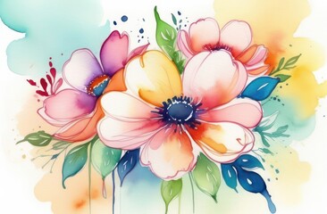 bright flowers on a light background