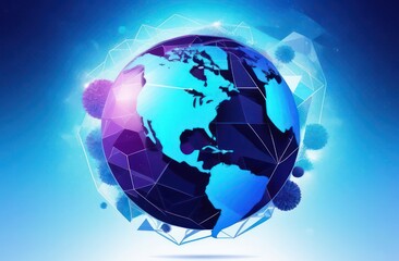 Fototapeta premium illustration featuring planet Earth on a low poly style background 