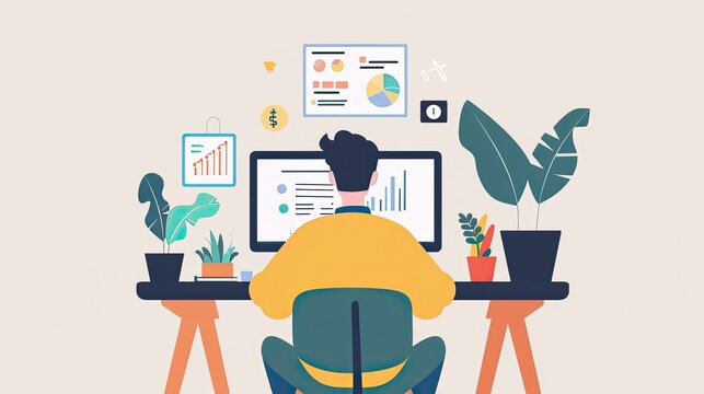 Entrepreneur using a tablet to control various aspects of their startup remotely