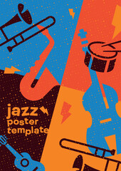 Jazz poster. Vector template or background