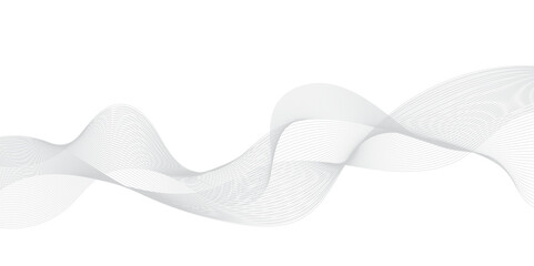 Gray and white abstract background with flowing particles. Digital future technology concept. Abstract white paper wave background and abstract gradient and white wave curve lines.