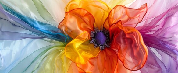 Rainbow Hues Crafted Organza Flower Detail