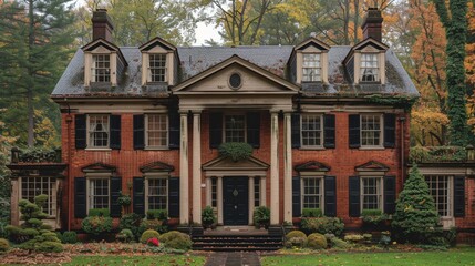 Exterior colonial house styles feature symmetrical facades, pitched roofs, and decorative elements like columns and shutters, exuding timeless elegance.
