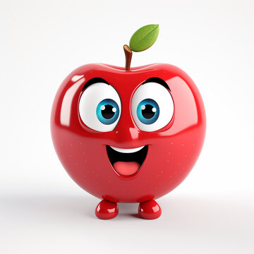 3d photo of cartoon apple made with generative ai