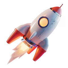 Rocket taking off, isolated 3d object on white background - 777554226