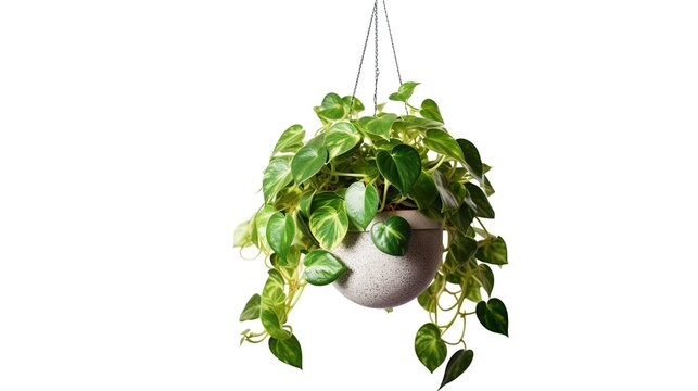 House plants in pots hanging on the wall. Home decor concept.