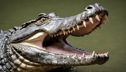 An-Alligator-With-Its-Jaws-Open-Wide-Revealing-It- 2 - obrazy, fototapety, plakaty