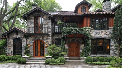 Exterior Cottage house styles evoke charm with quaint features like steep roofs, cozy porches, and picturesque details, blending comfort and character.
