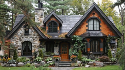 Exterior Cottage house styles exude quaint charm with pitched roofs, cozy porches, and inviting facades, evoking a timeless sense of warmth and comfort.
