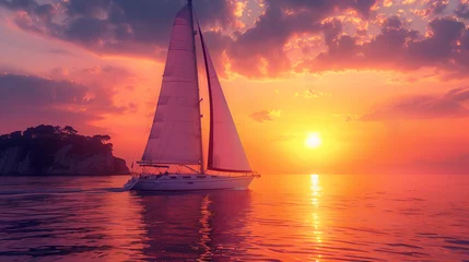Rolgordijnen sailboat at sunset © Paitoon