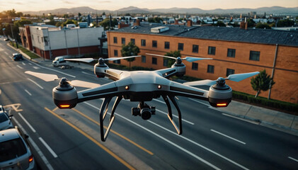 Image of an unmanned aerial vehicle. Generative AI - obrazy, fototapety, plakaty