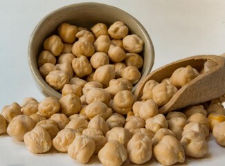 Chickpeas isolated on white background closeup