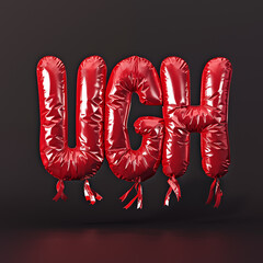 Word Ugh made of inflated foil, red on black - 777556627