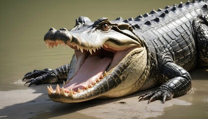 An-Alligator-With-Its-Jaws-Open-Wide-Revealing-It-