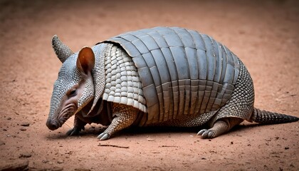 An-Armadillo-With-Its-Eyes-Closed-In-Contentment- - obrazy, fototapety, plakaty