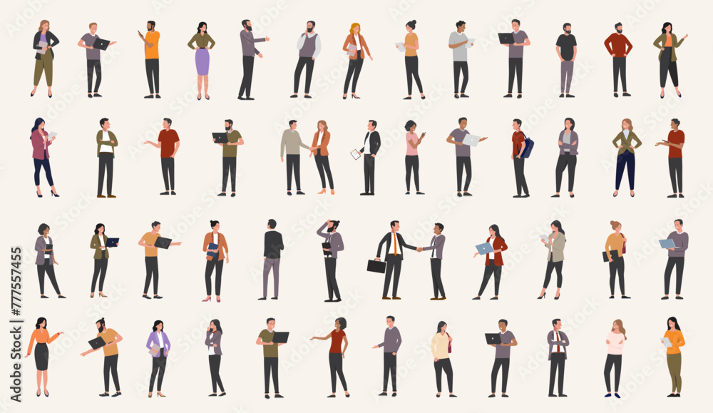 Fototapete office businesspeople collection - large group of diverse business people in various poses at work w