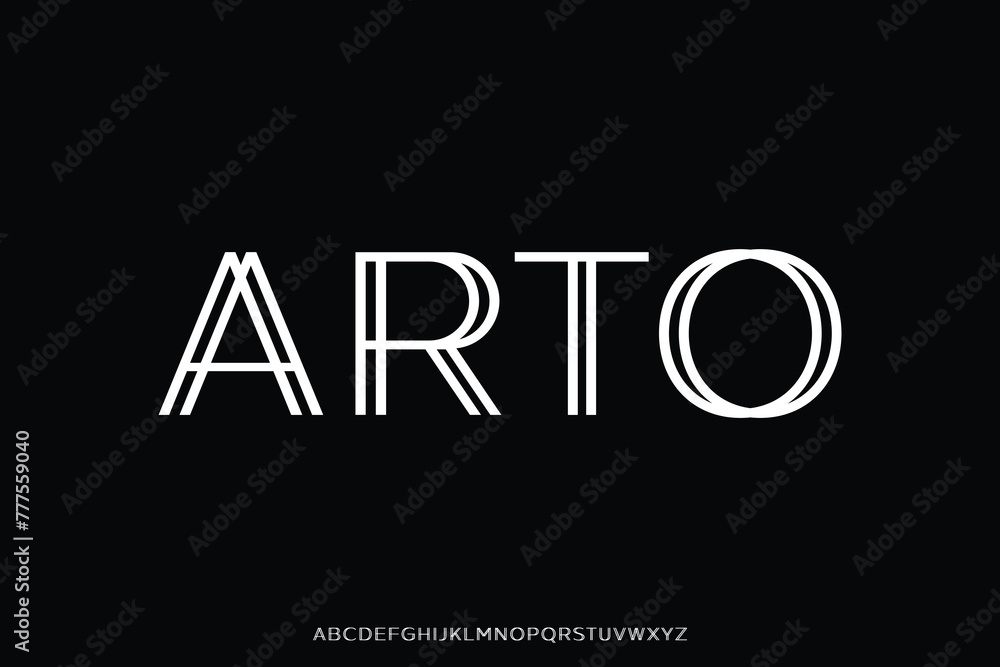 Poster creative minimalist art deco alphabet display font vector. modern linear typeface