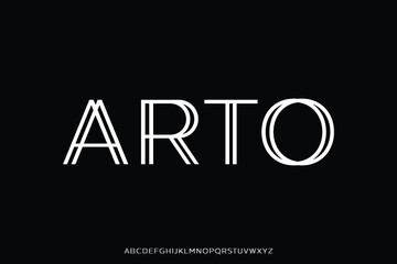 Creative minimalist art deco alphabet display font vector. Modern linear typeface