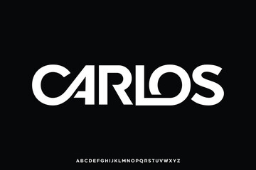 Strong modern sans serif alphabet display font vector. Stylish ligature typeface