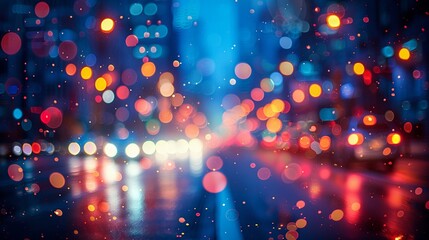 Nighttime City Traffic with Streaks of Headlights and Streetlights