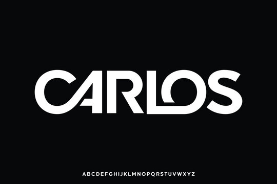 Strong modern sans serif alphabet display font vector. Stylish ligature typeface