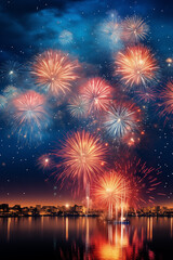 Fototapeta na wymiar Night Sky Fireworks Celebration