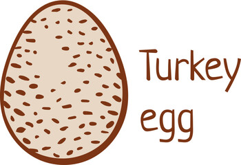 turkey egg. Vector doodle cartoon illustration isolated on white background for easter poster, card,  farm products, menu, cookbook design, biological illustration, organic farming package, poultry 