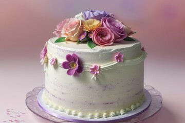 Obraz na płótnie Canvas Petals and Pastries: Spring Cake Delight