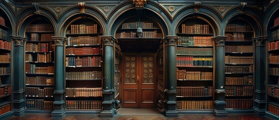 Historic Library with Students Lost in Study and Thought