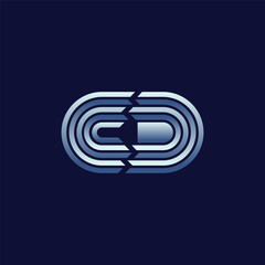 CD initials logo modern futuristic style suitable shiny color